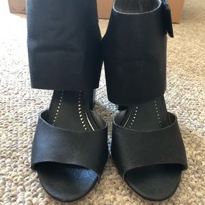 Black heels, velcro ankle